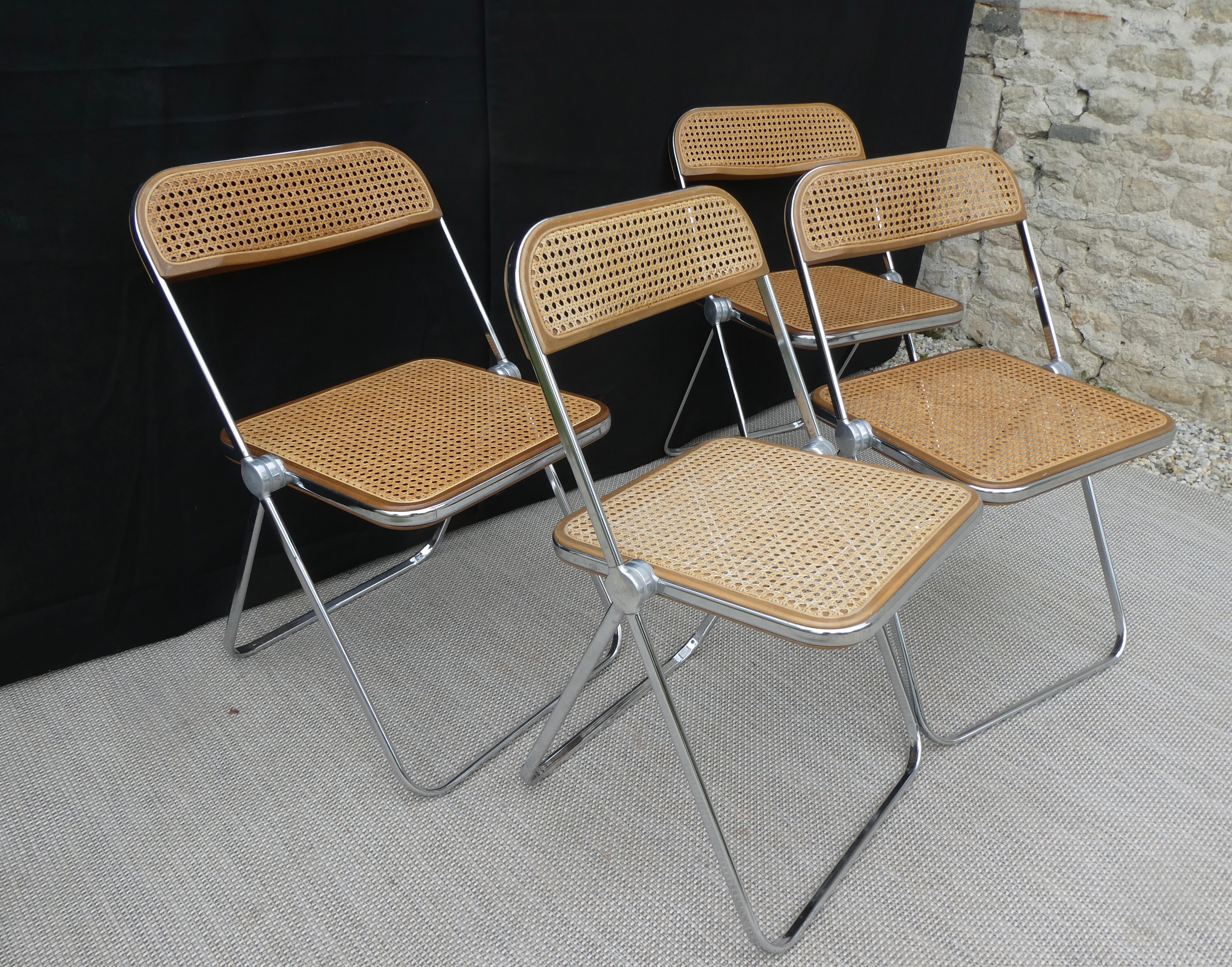 4 chairs Plia design Giancarlo Piretti Castelli Italy 60