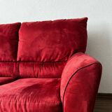 Vintage Red Velour Sofa, Ikea 1990s
