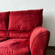 Vintage Red Velour Sofa, Ikea 1990s