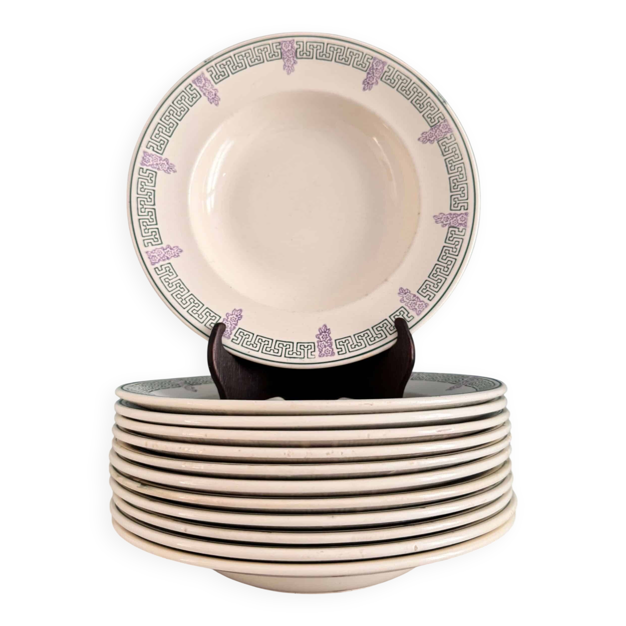 Set of 12 soup plates 1900 “Janina” Longwy