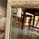 Beige wooden rectangular mirror 42 x 31 cm
