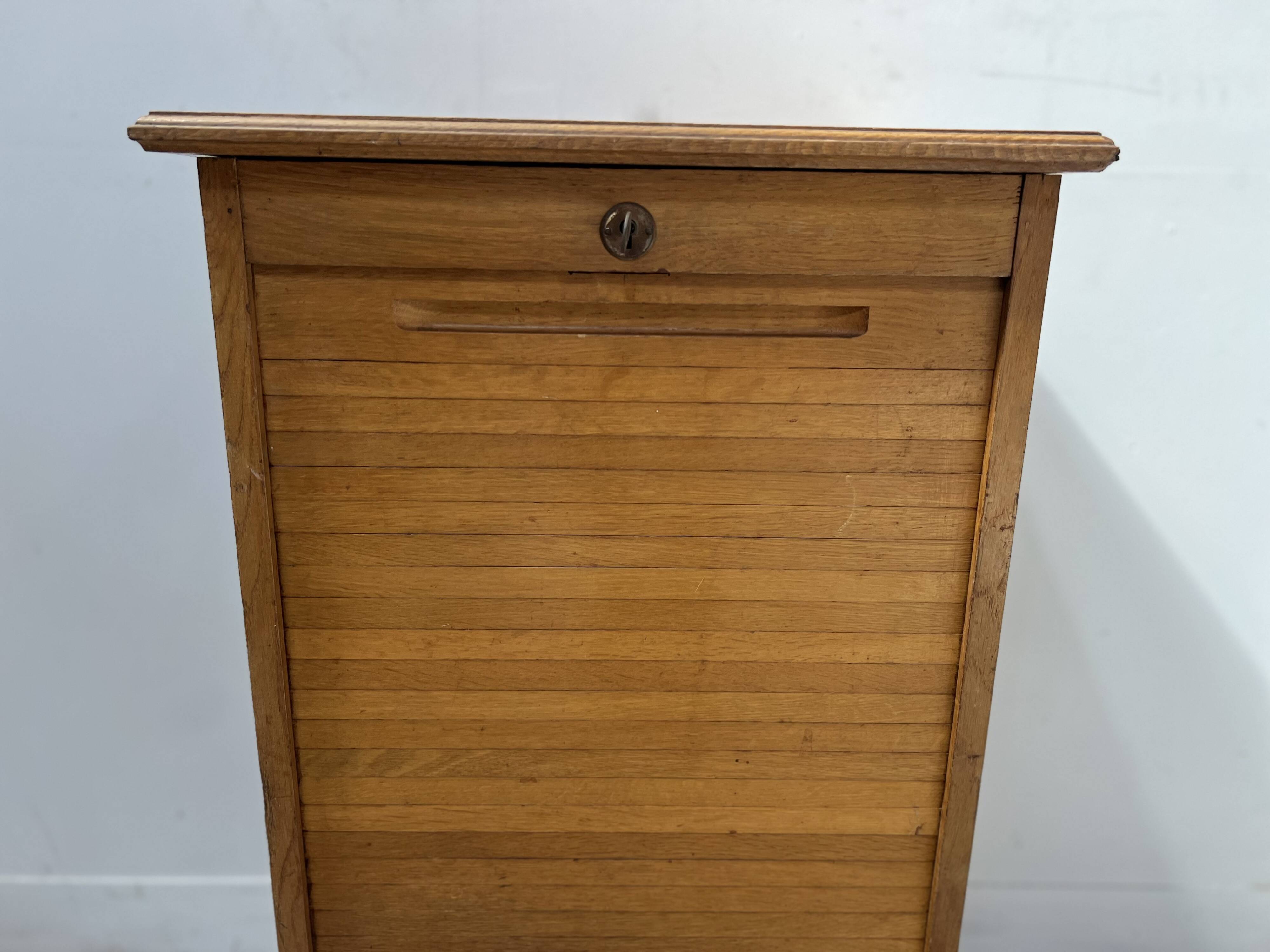 Solid oak curtain filing cabinet 20th century office furniture