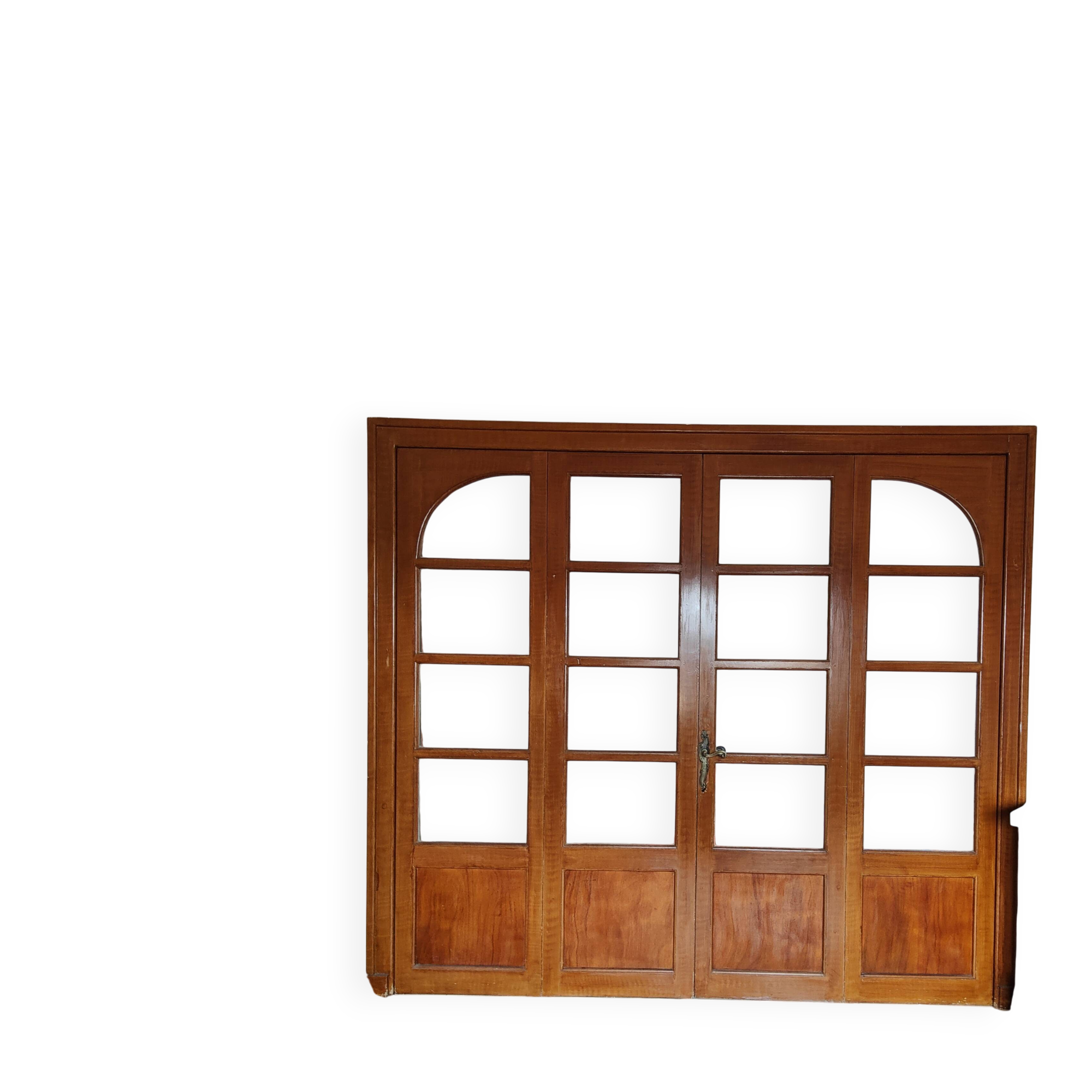 Porte intérieure ancienne vitrée 4 vantaux