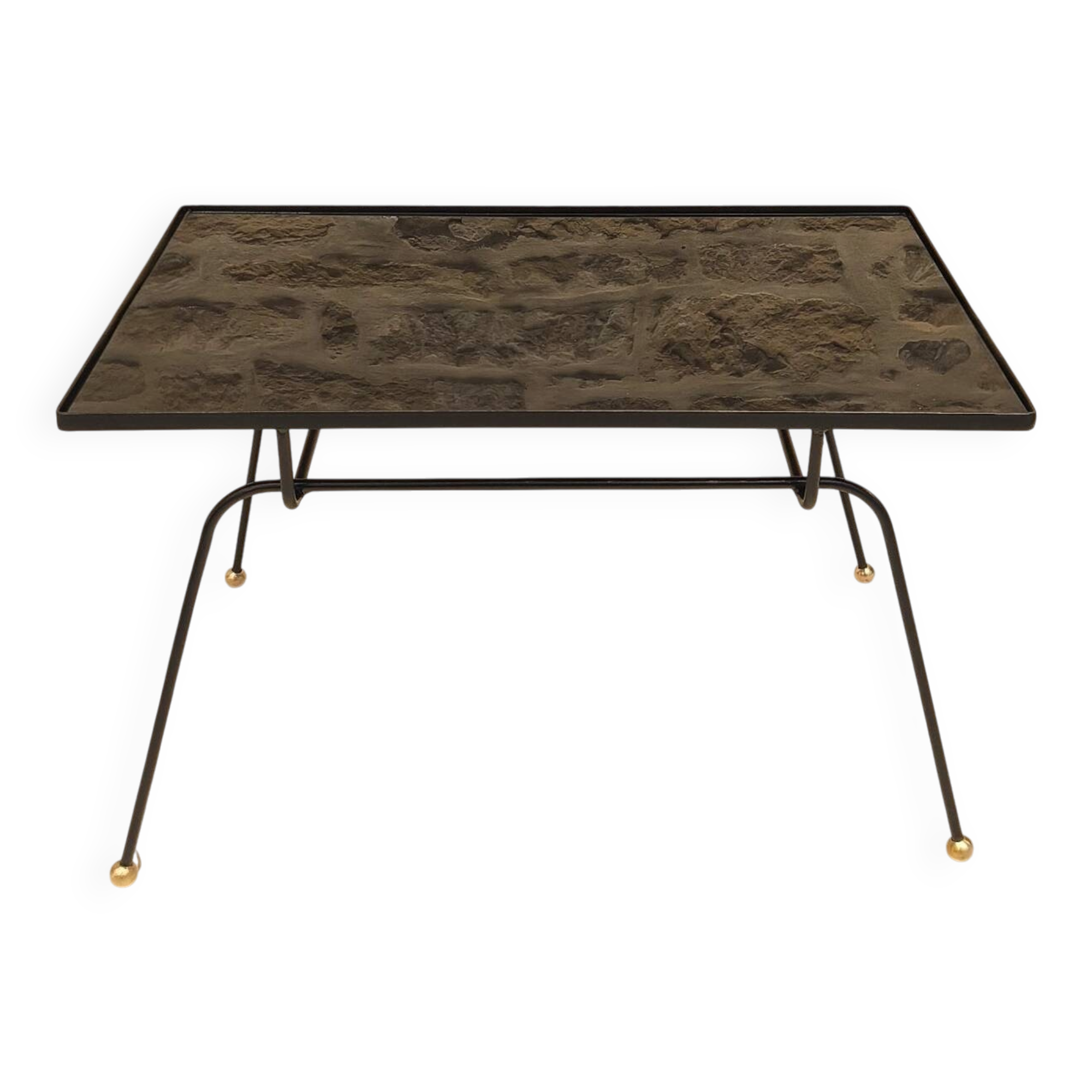 Modernist coffee table in metal and glass, 1950.