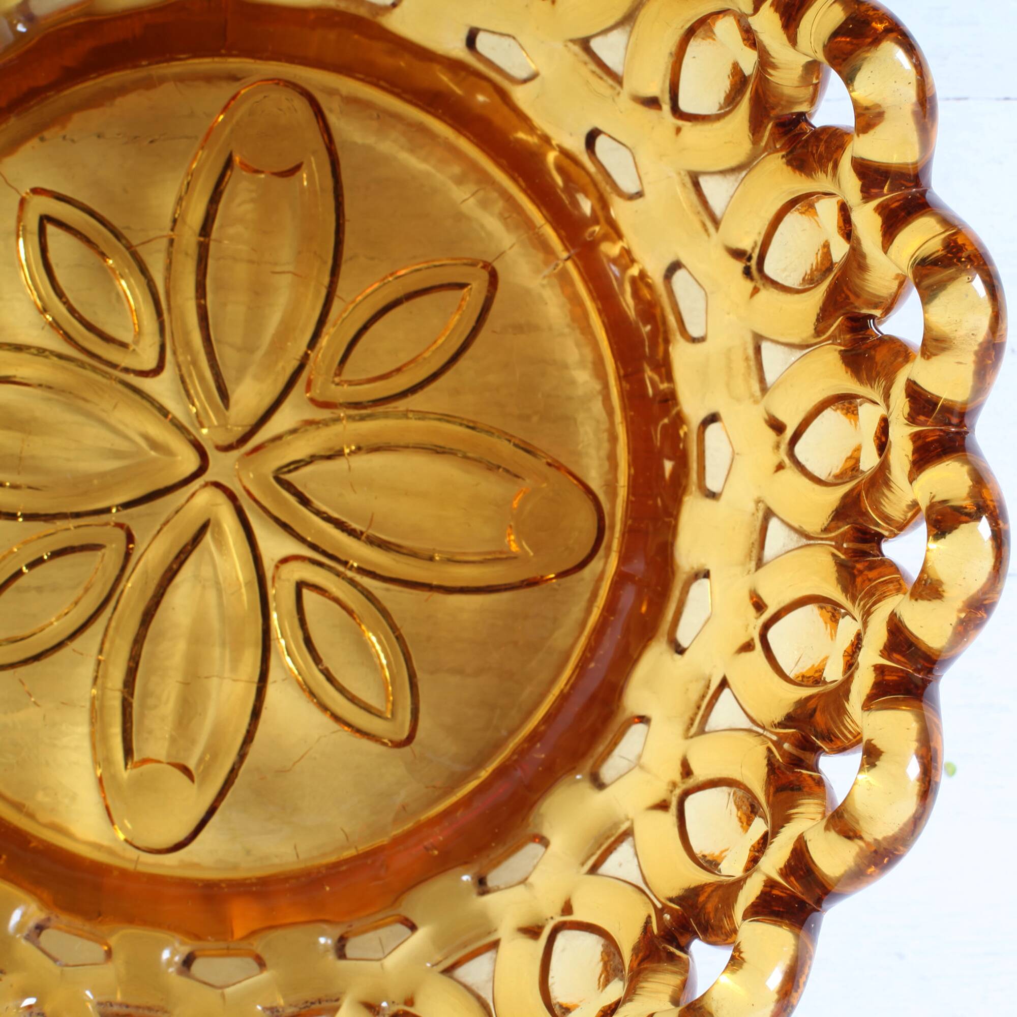 Rare Vintage Amber Honey Glass Fruit Bowl / Italy / 1950s