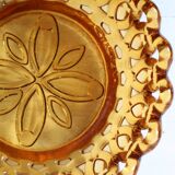 Rare Vintage Amber Honey Glass Fruit Bowl / Italy / 1950s