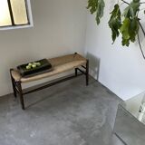 Oak and straw farm bench