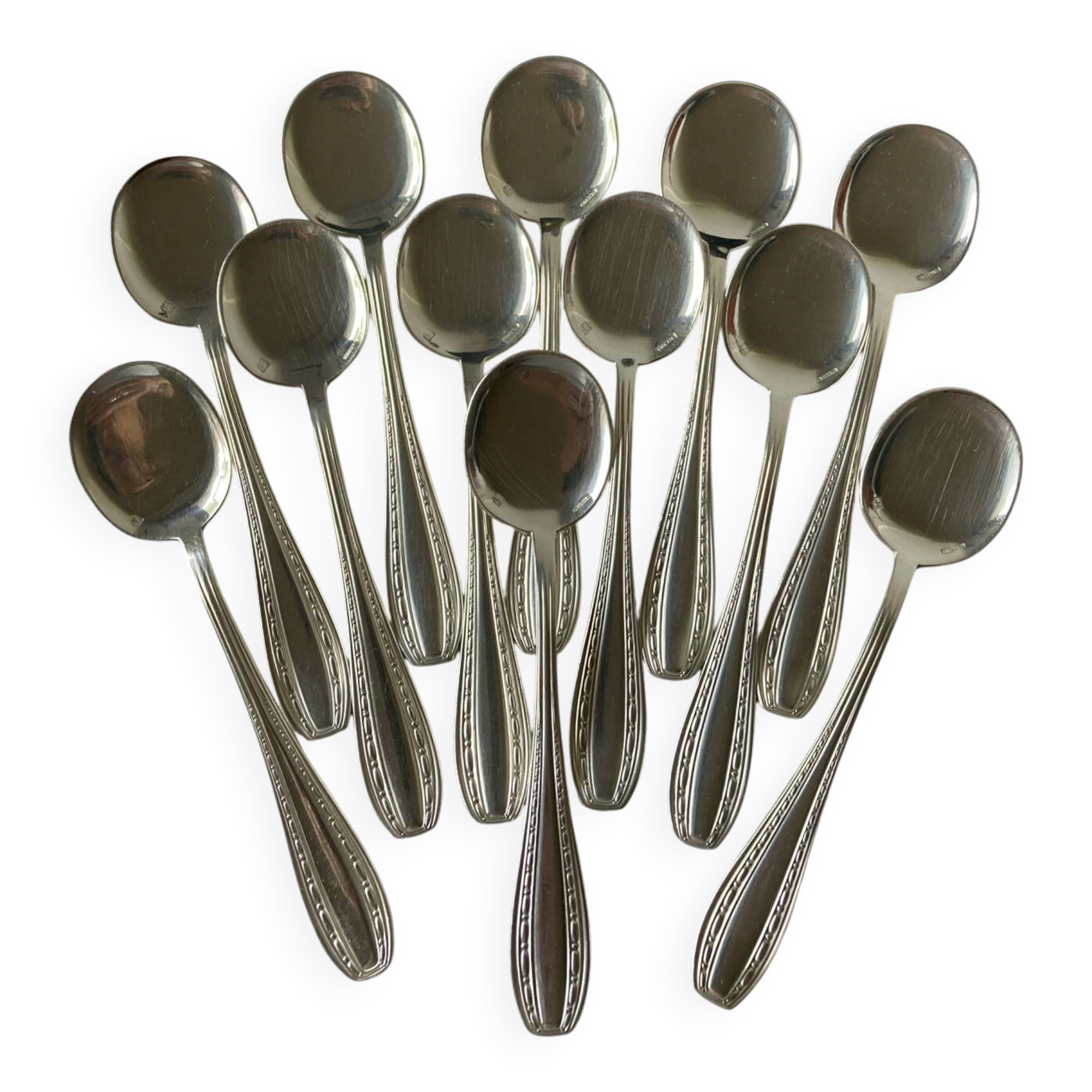 12 silver-plated metal ice cream spoons Ercuis, Toledo model