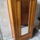 Vintage Parisian wardrobe with one mirrored door from the 60s in pine and wood