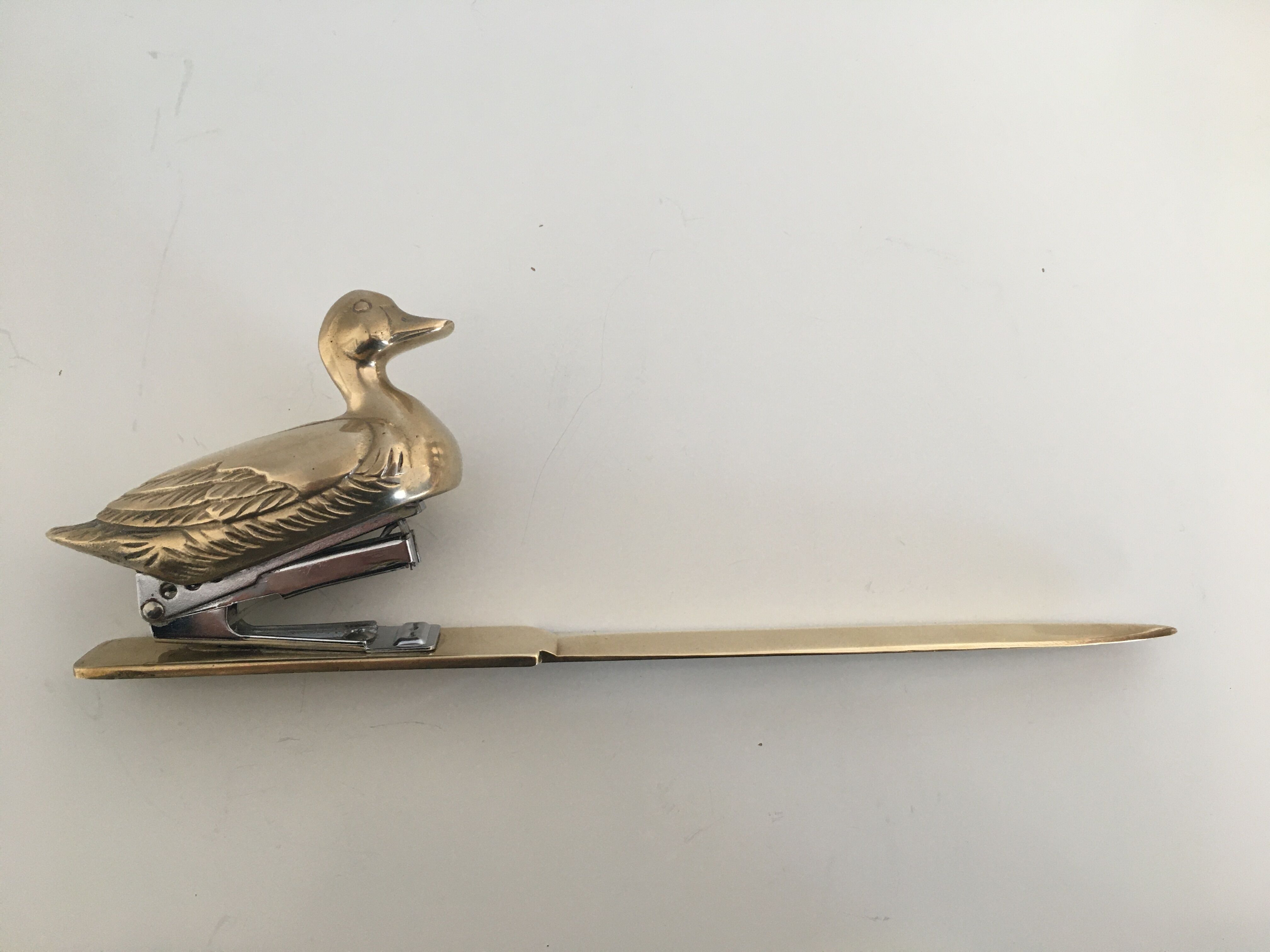 Vintage gold brass paper cutter