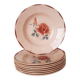 8 assiettes creuses Digoin Sarreguemines rose pourpre décor 9181