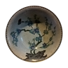 Asian bowl partitioned white background décor with branch and blue cherry blossoms and butterflies