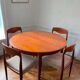 Large Danish round/oval table for 4 to 7-8 people, extendable (110 -