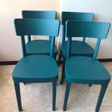 Series of 4 chairs bistrot bleu canard