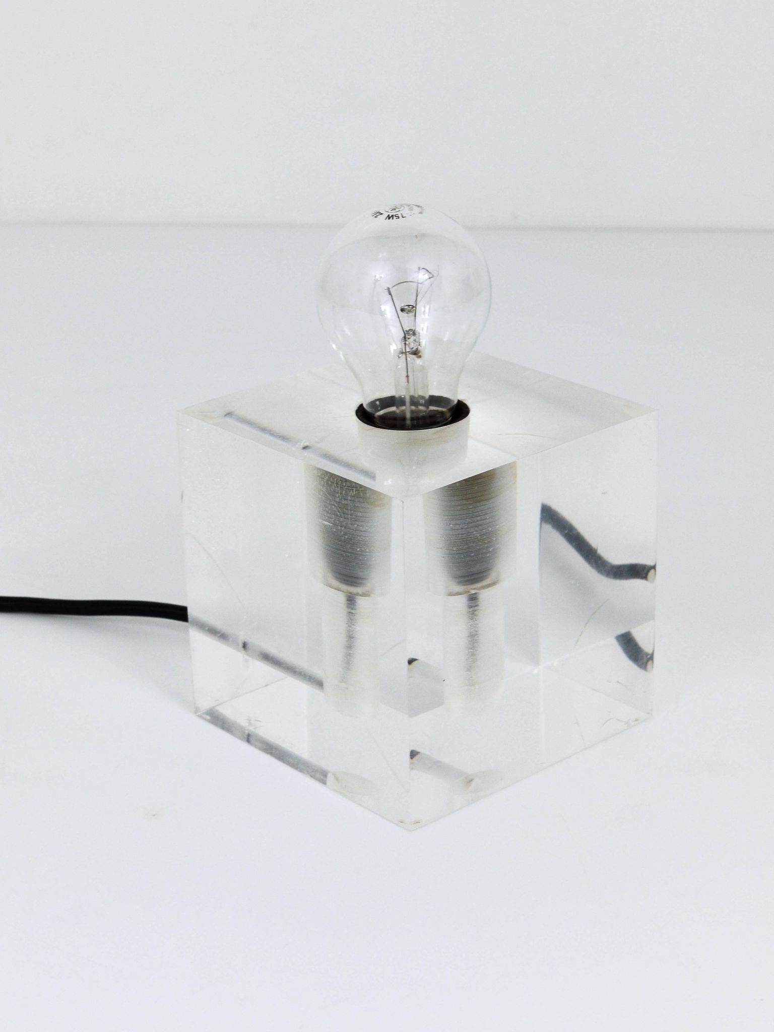 Cubic table or postmodern accent lamp in lucite, Italy, 1970s