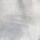 Danish stainless steel and teak plateau from the mid-century of Lundtofte, Denmark, 1960s.