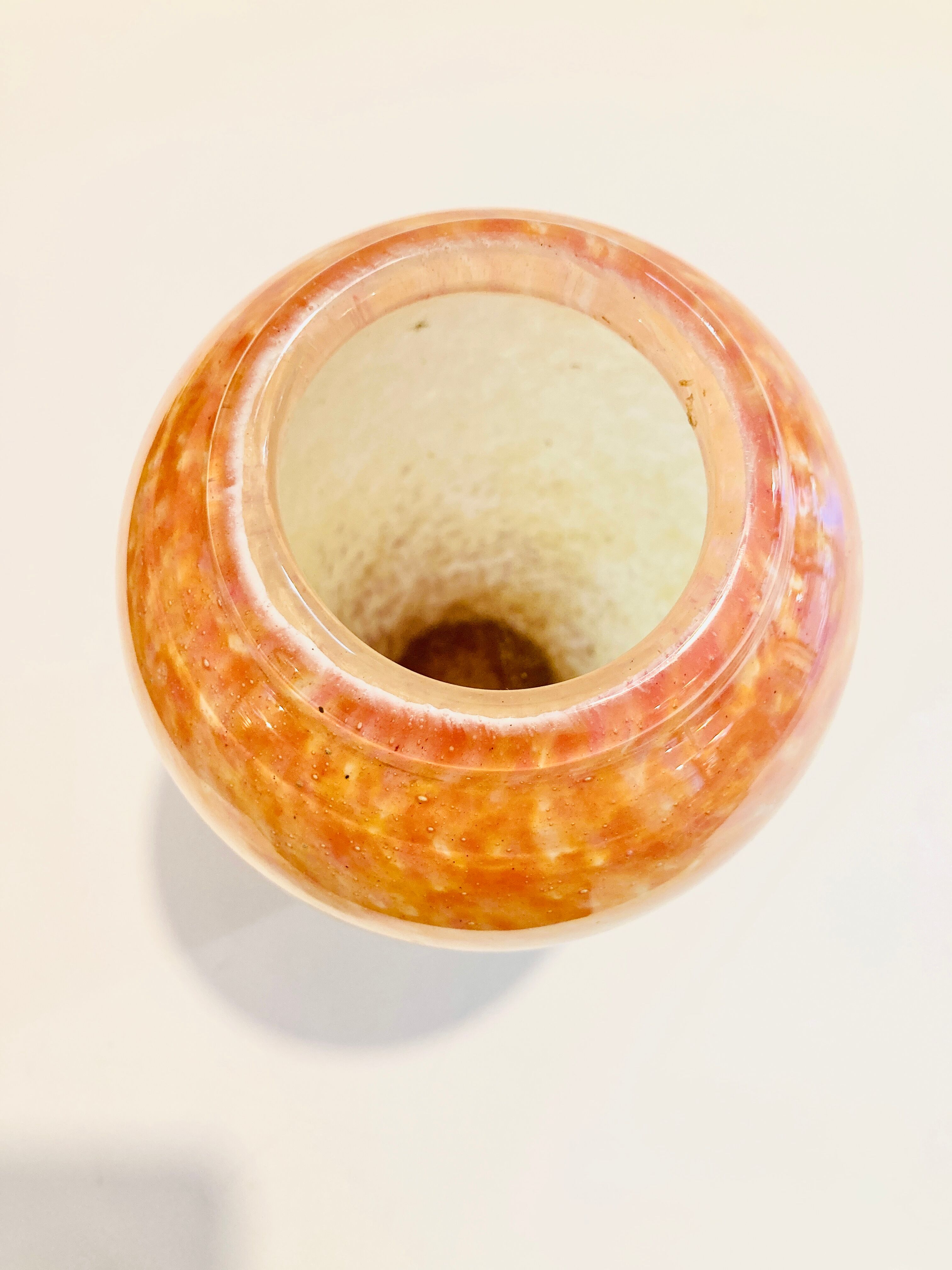 Large vase in marmoreen glass lorraine rosé/ecru/bordeaux-retro-vintage-deco