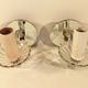 Pair of old glass  wall light and mirror vintage twisted arms