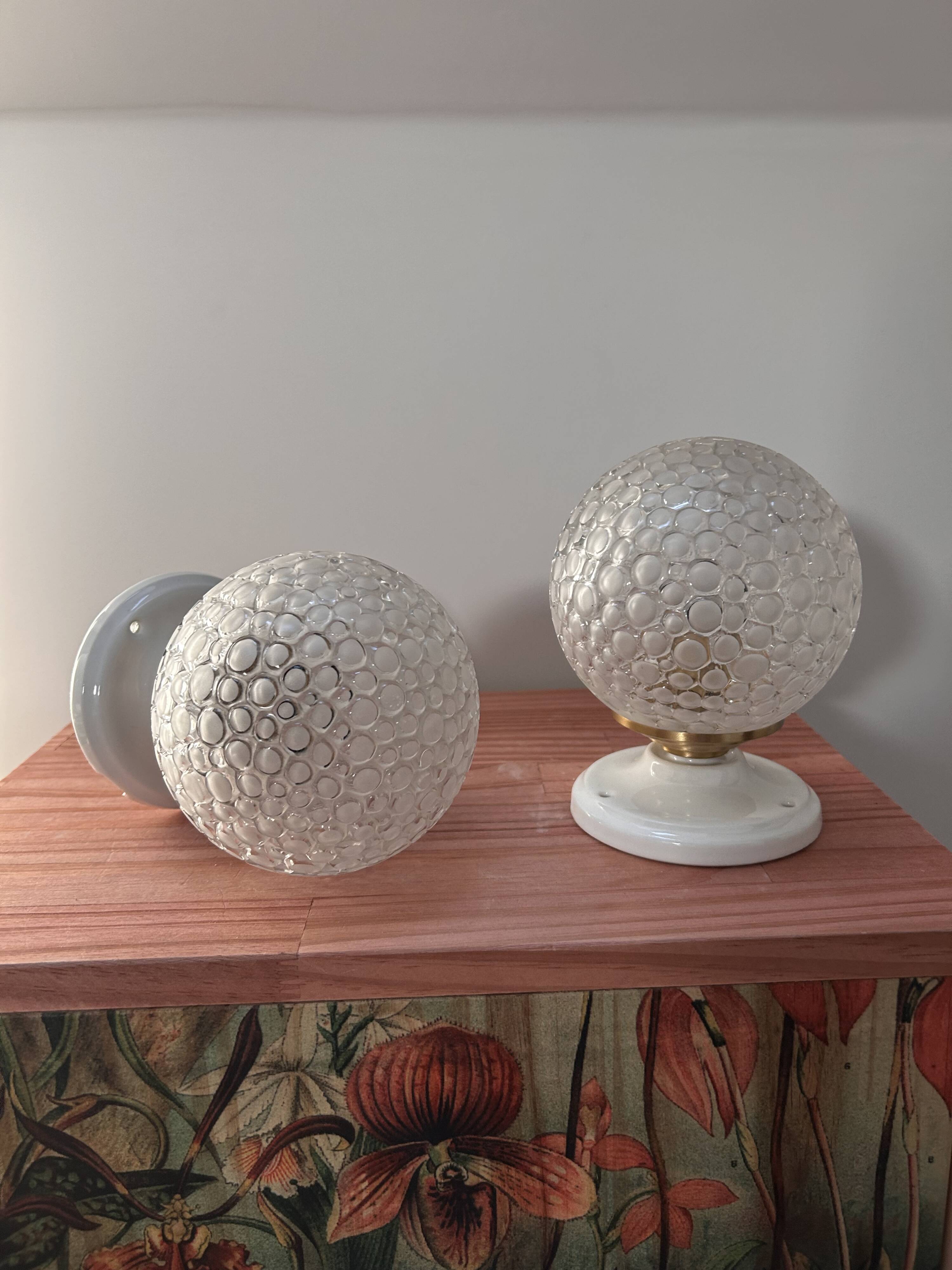 Pair of vintage globe wall lights