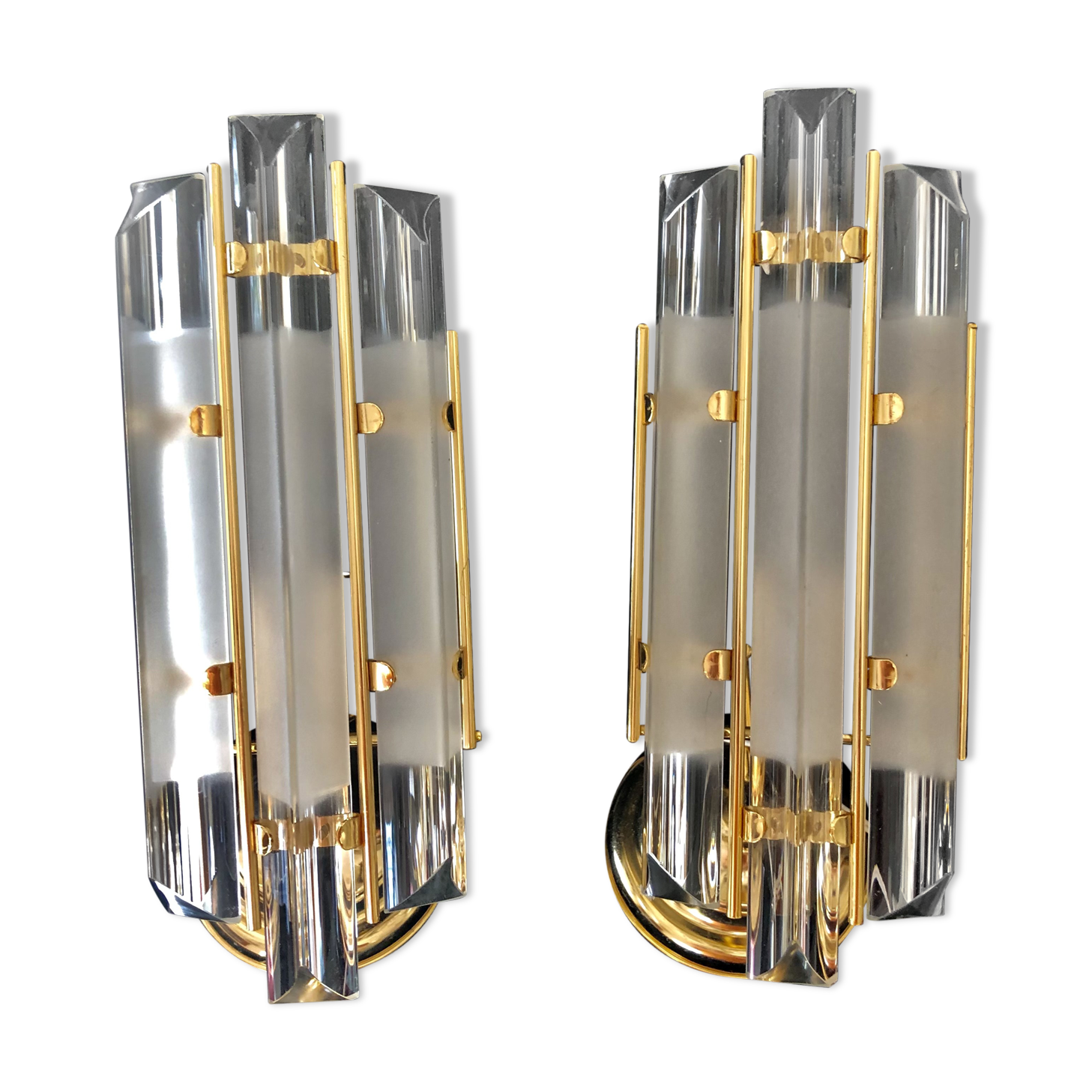 Venini table lamp pair! Golden structure