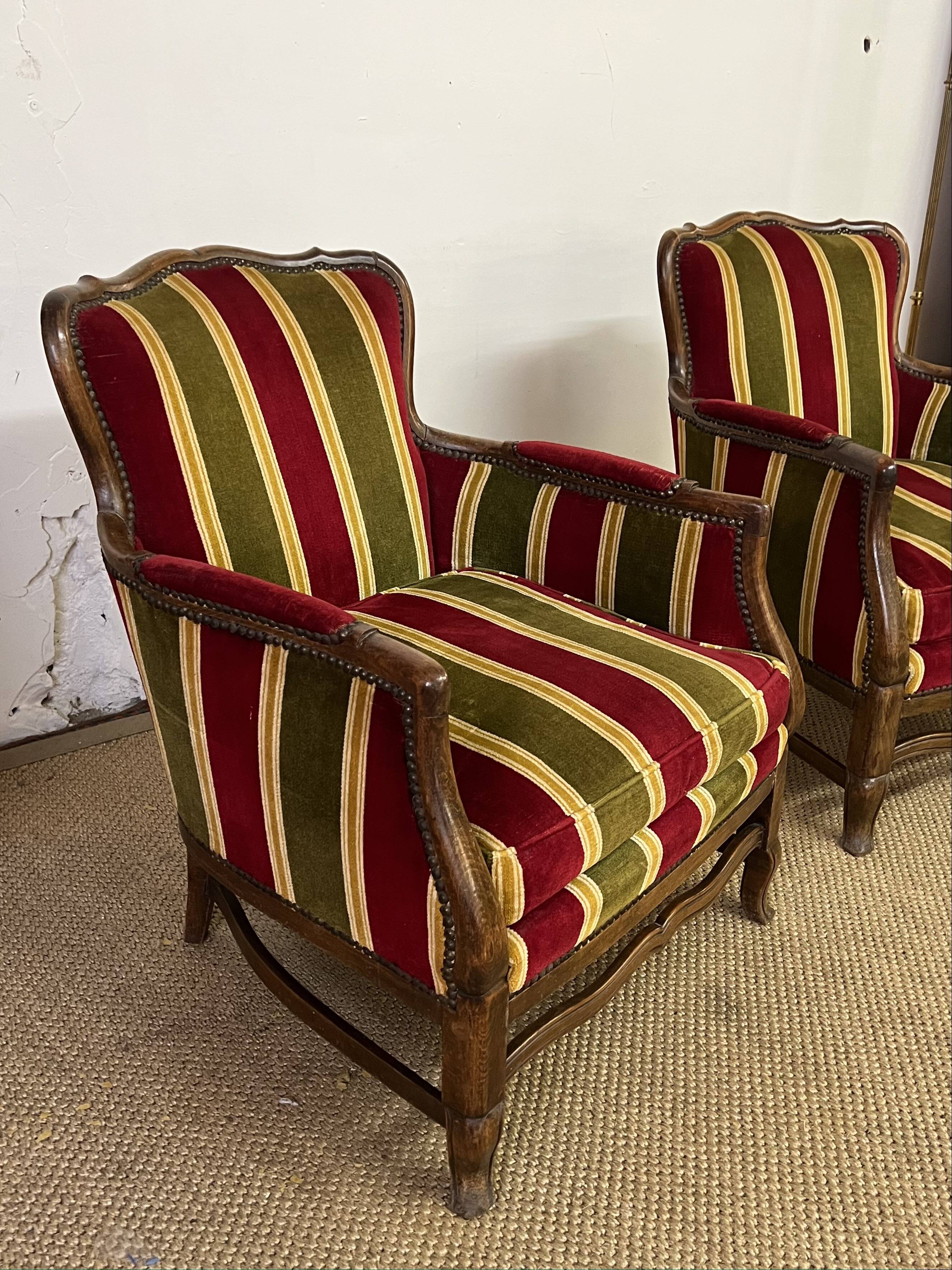 Pair of vintage convertible armchairs