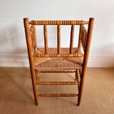 Antique Dutch bobbin chair with rush seating