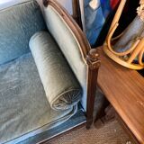 Vintage Louis XVI style blue velvet sofa