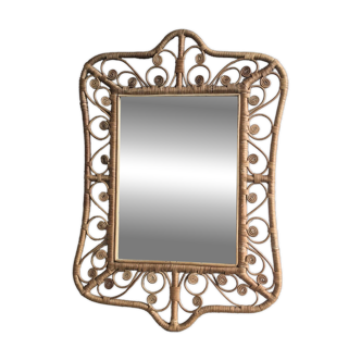 Miroir peacock en rotin