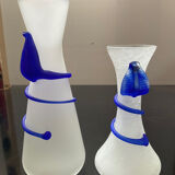 Duo of vintage soliflores vases in glass paste