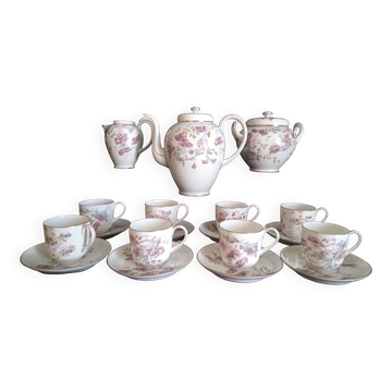 Art Nouveau coffee service for 8 people in Paris porcelain.