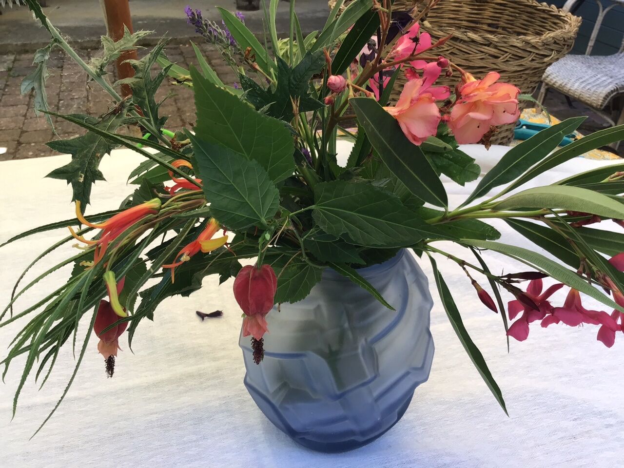 Art deco blue glass vase