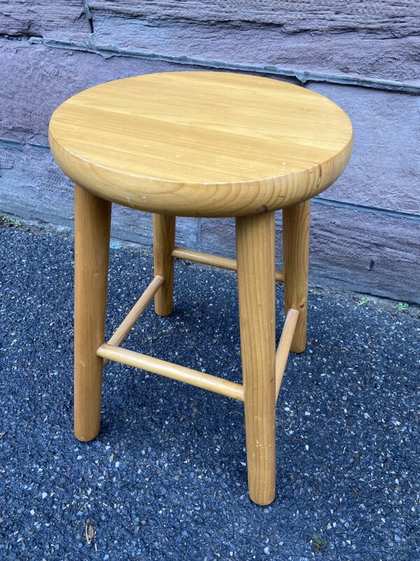 Tabouret en pin vintage