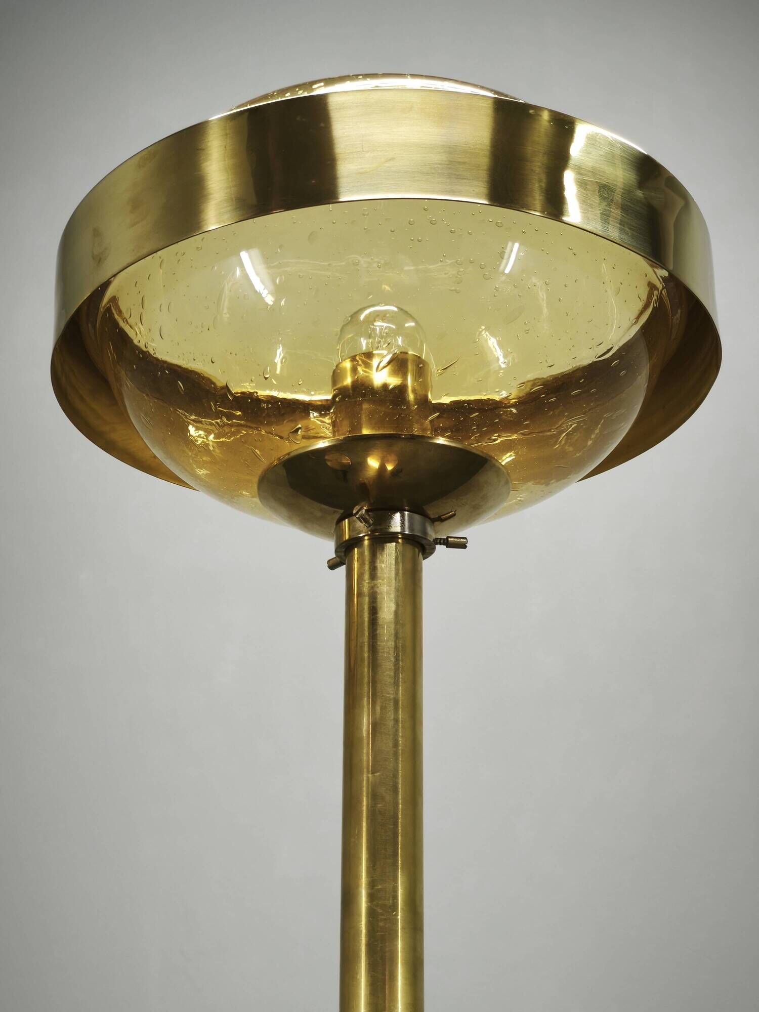 Pair of Brass and Amber Glass Floor Lamps from Kamenický Šenov, 1970s
