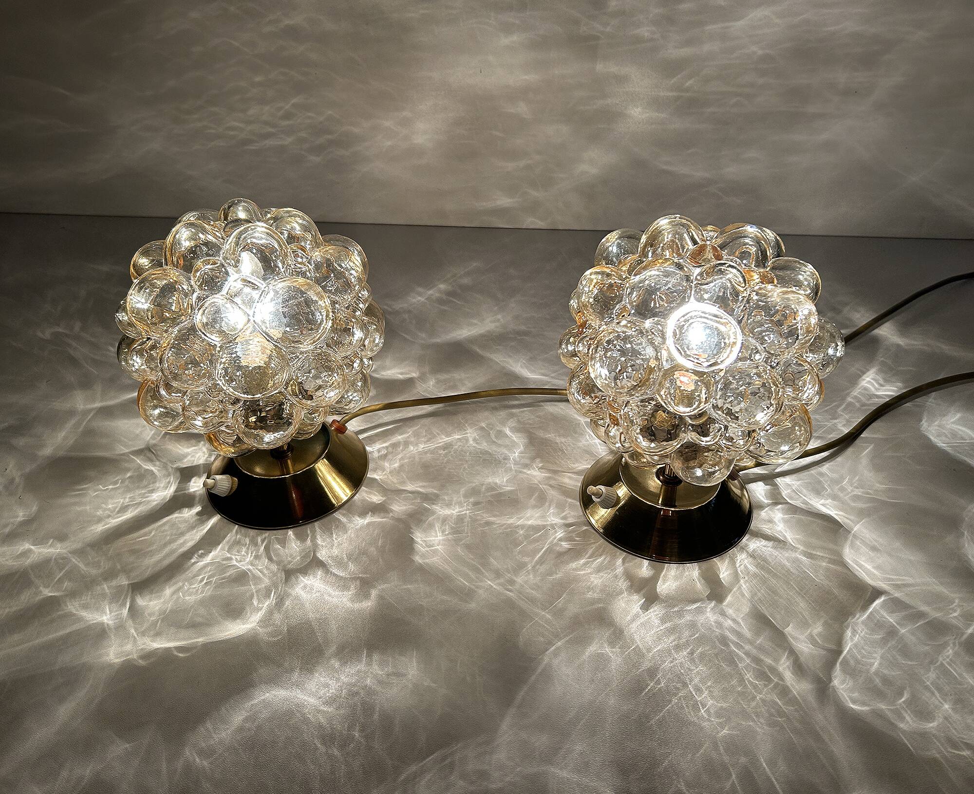 Pair of Limburg Bubble Glass Lamps
