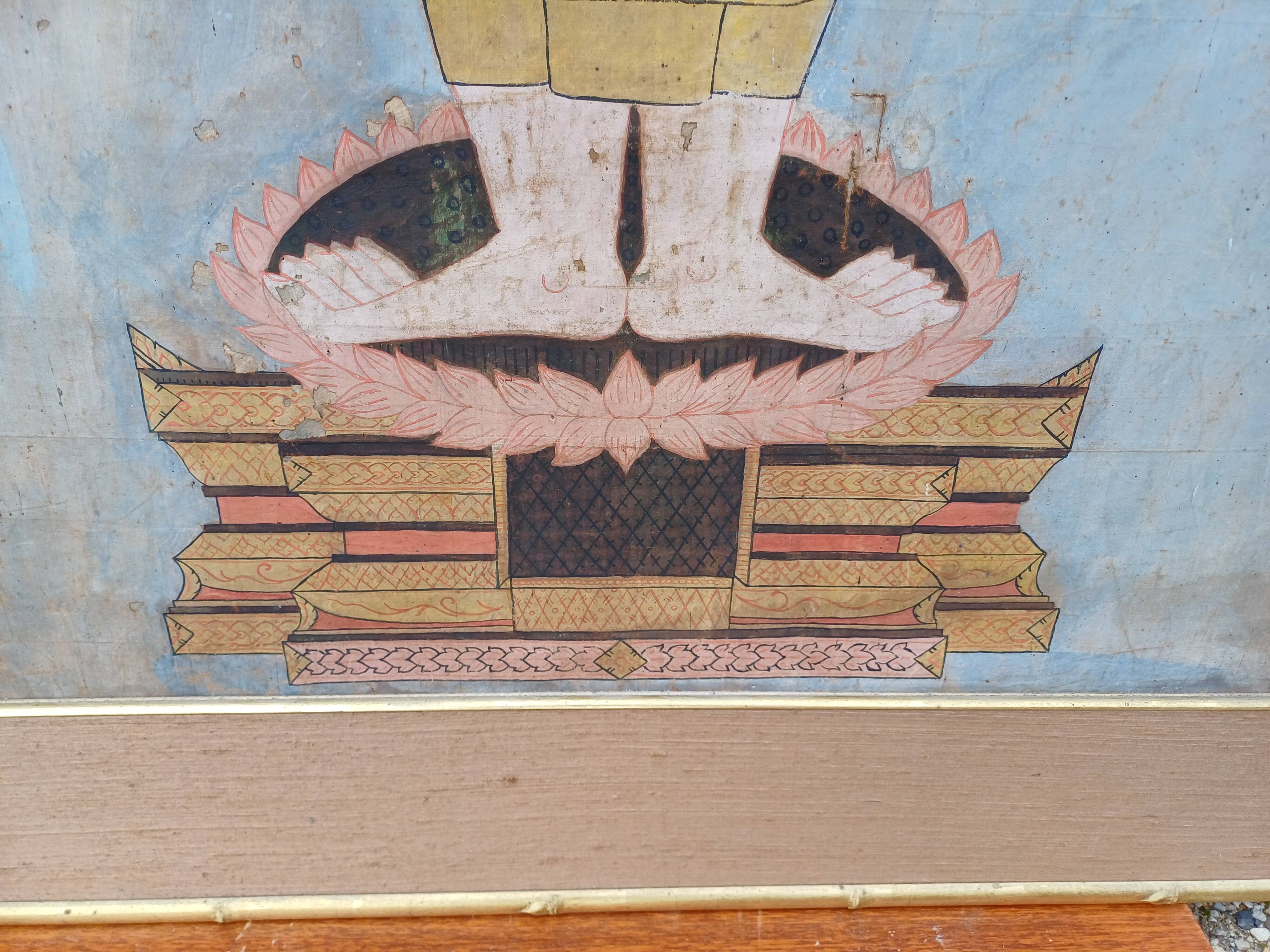 19th Century Silk Painting Buddha Thailand