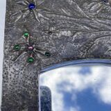 Mirror with embossed metal frame by alfred daguet, 1900s art nouveau period