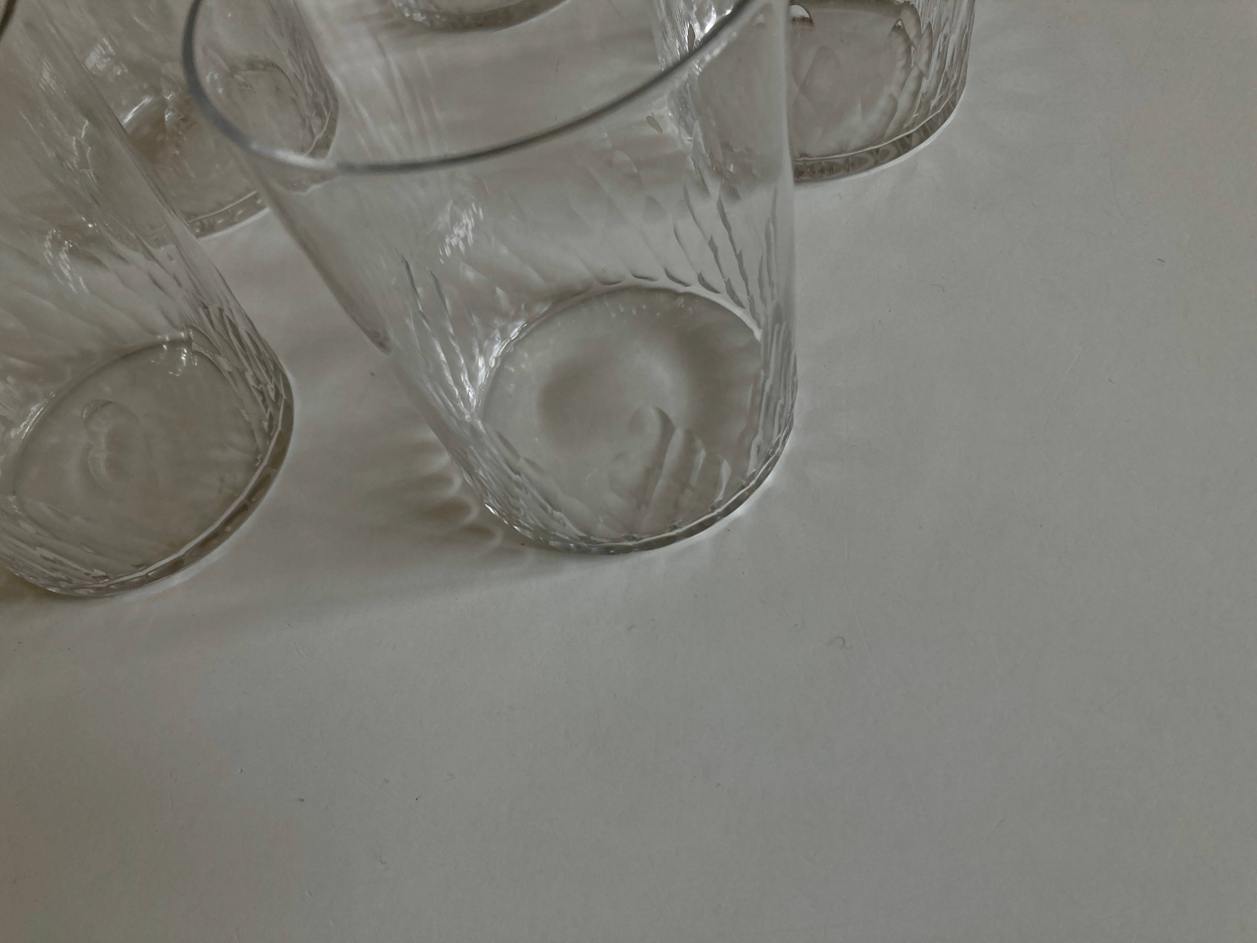 Set of 5 Baccarat modernist Ecailles water goblets
