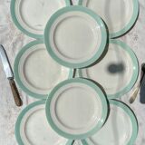 8 vintage French white and green porcelain plates from Céranord