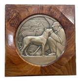 Bronze bas-relief framed in wood signed by Jean Auguste Briquemont (1879-1951)