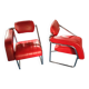 2 chaises en cuir rouge par Eileen Gray pour Alivar