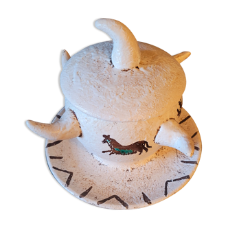 Vintage prehistory ceramic pot signed from the 50s 60s