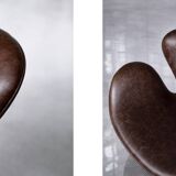 Vintage Mid-Century Modern Danish Brown Leather Swan Chair by Arne Jacobsen