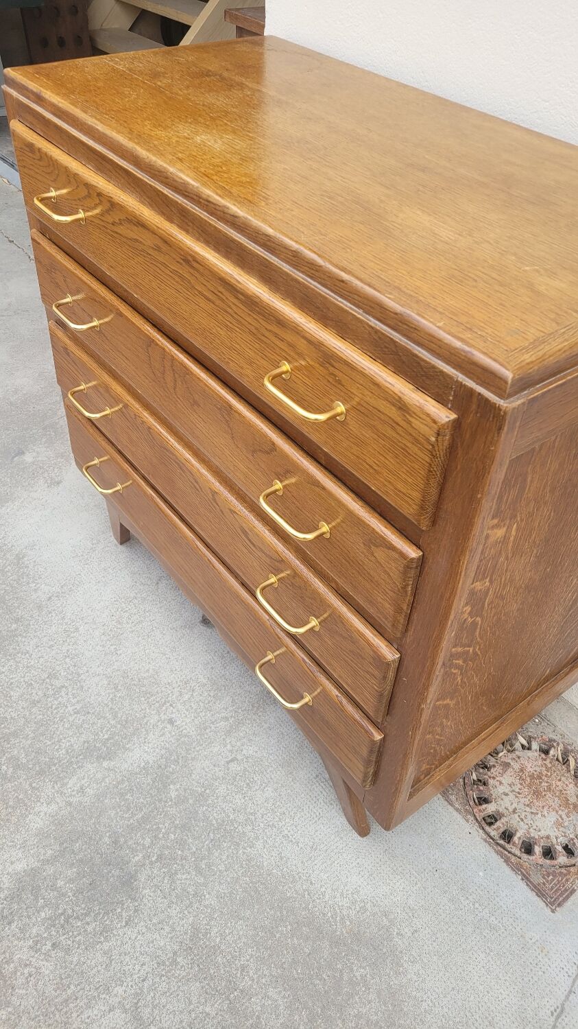 Commode vintage 1950 pieds compas 4 tiroirs