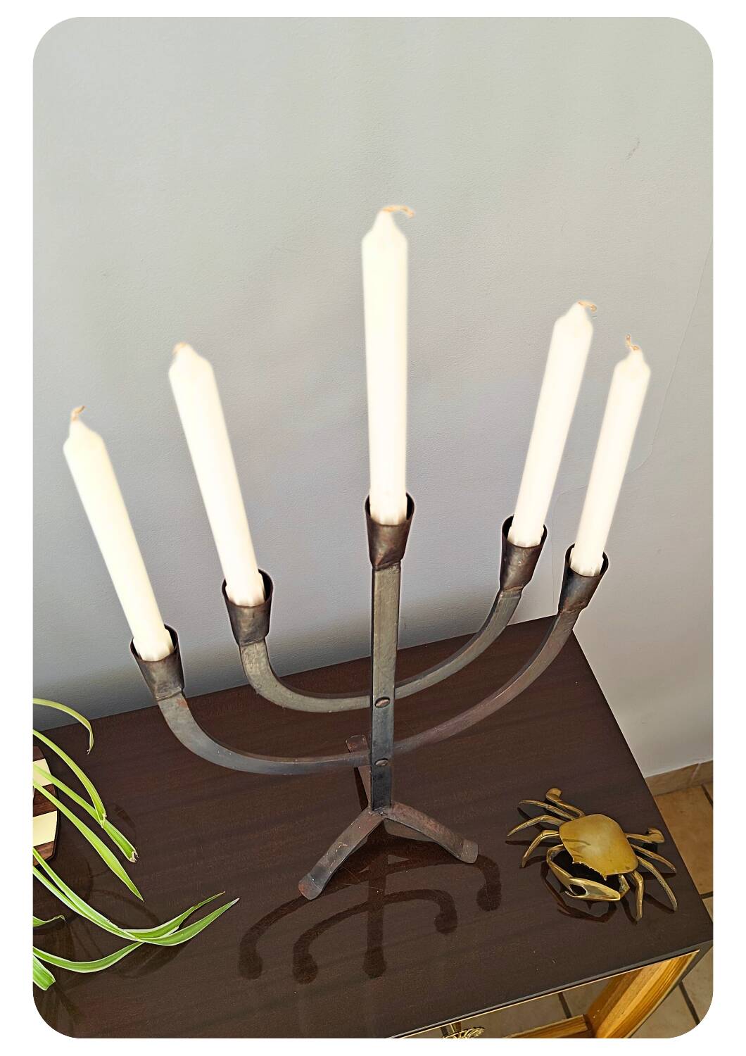 Mid Century Cast Iron Candelabra