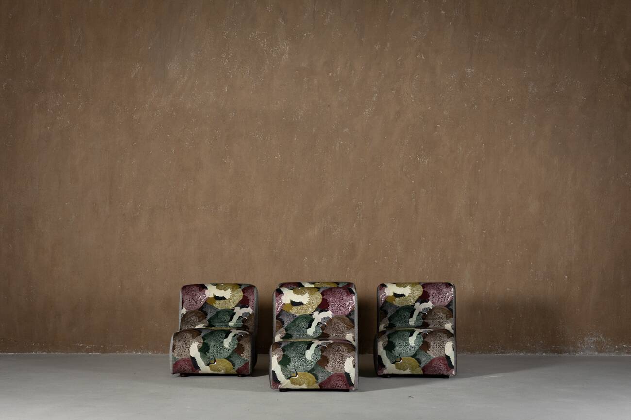 Italian modular sofa (1970) in Freedom Flight velvet – 3-piece