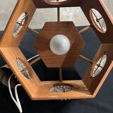 Vintage Scandinavian teak and glass pendant light 1960