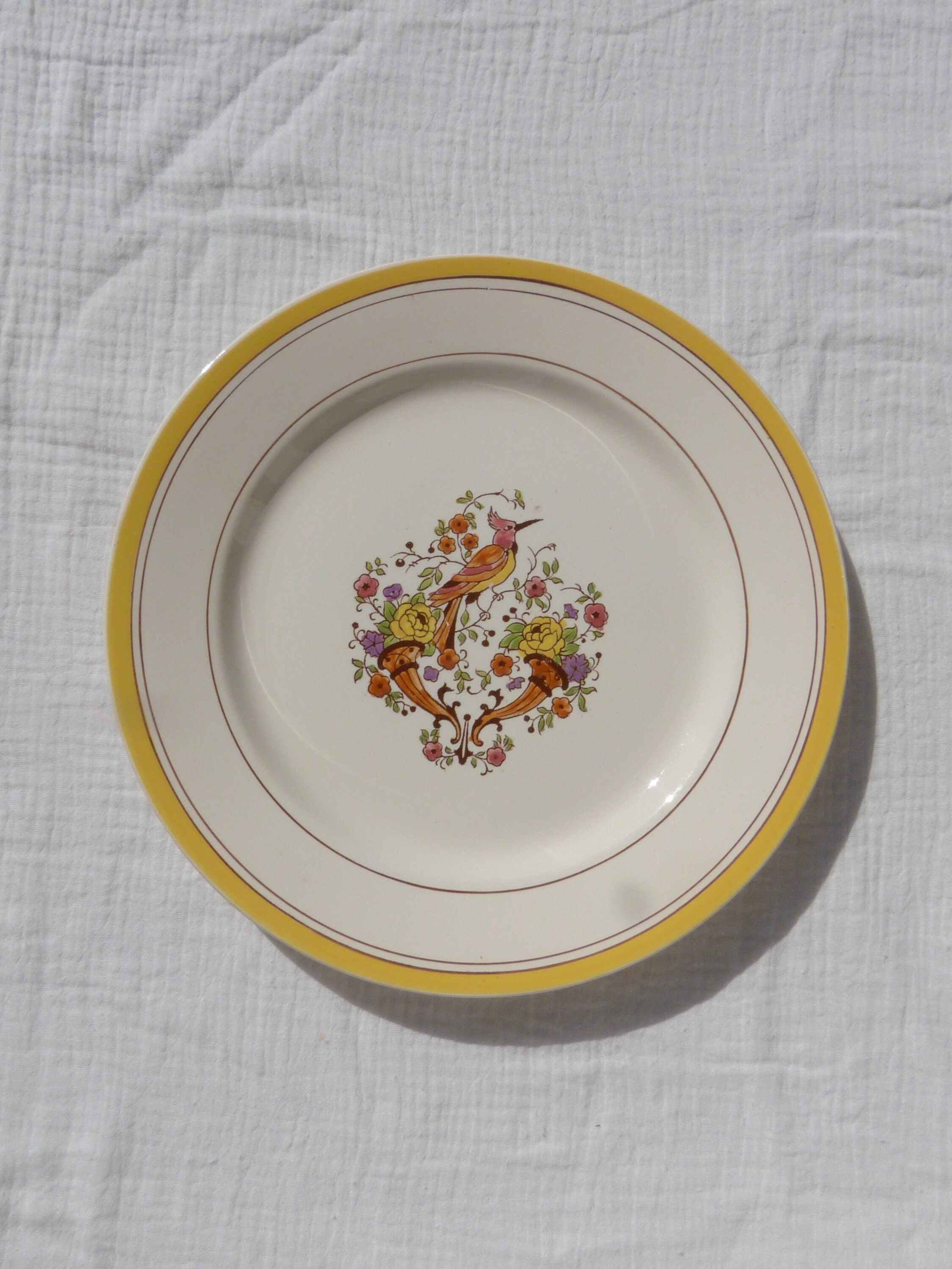 Set de 5 assiettes oiseau Boch la Louvière