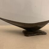 Brutalist metal ashtray or empty pocket signed R. Roux, 1950