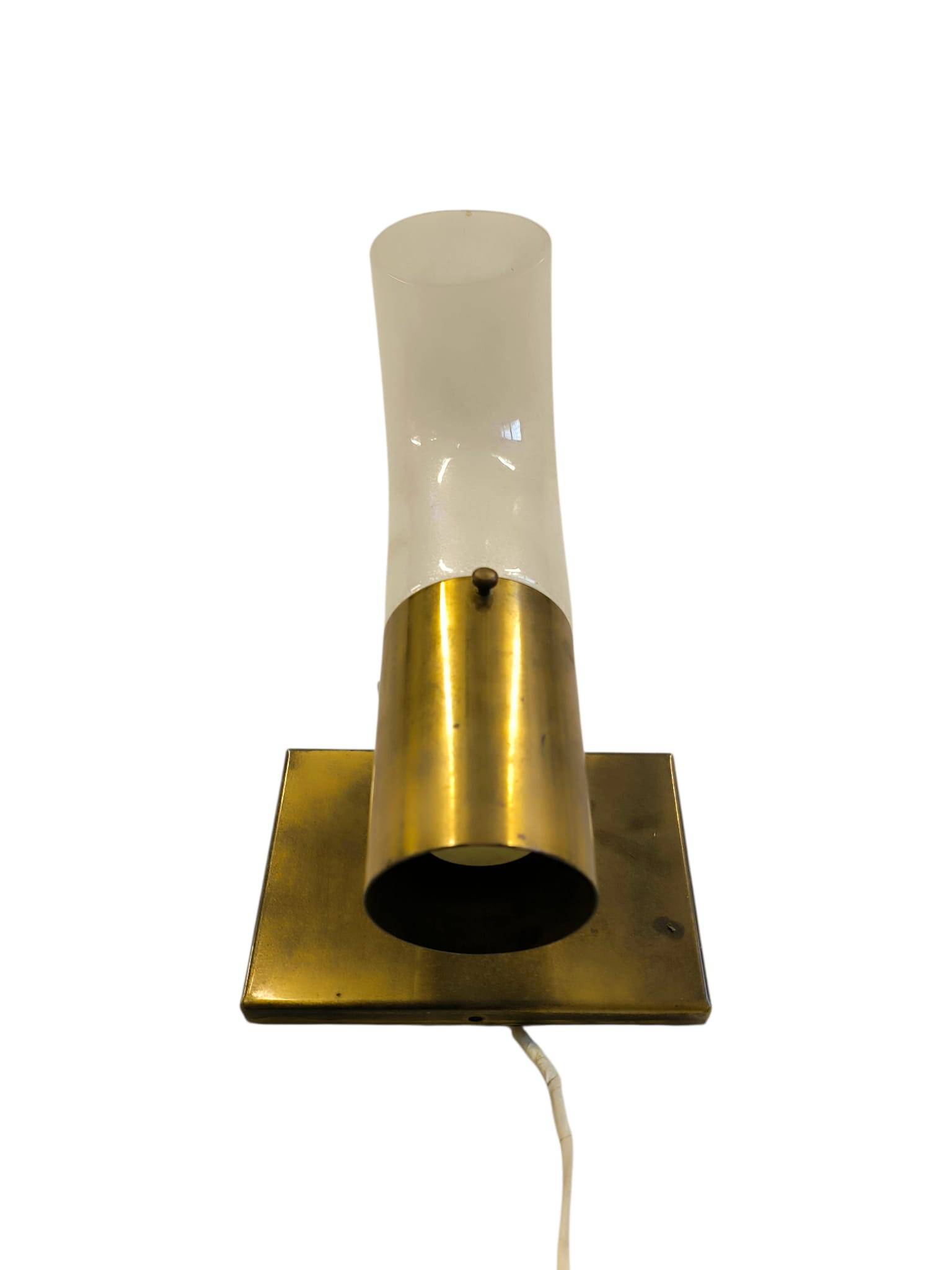 Brass and Pulegoso Glass Wall Lamp attributed to Aldo Nason for Mazzega 1960s