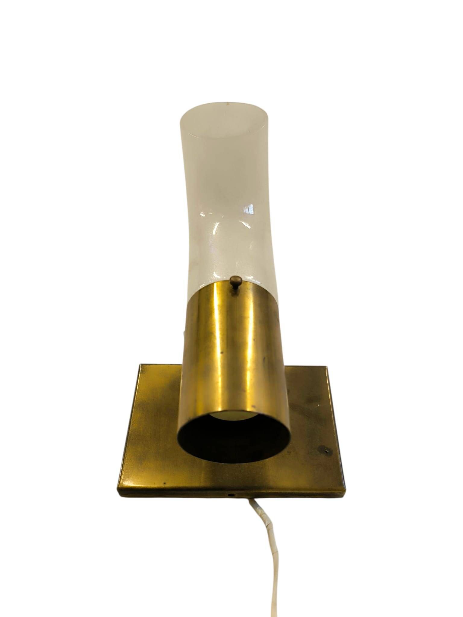 Brass and Pulegoso Glass Wall Lamp attributed to Aldo Nason for Mazzega 1960s